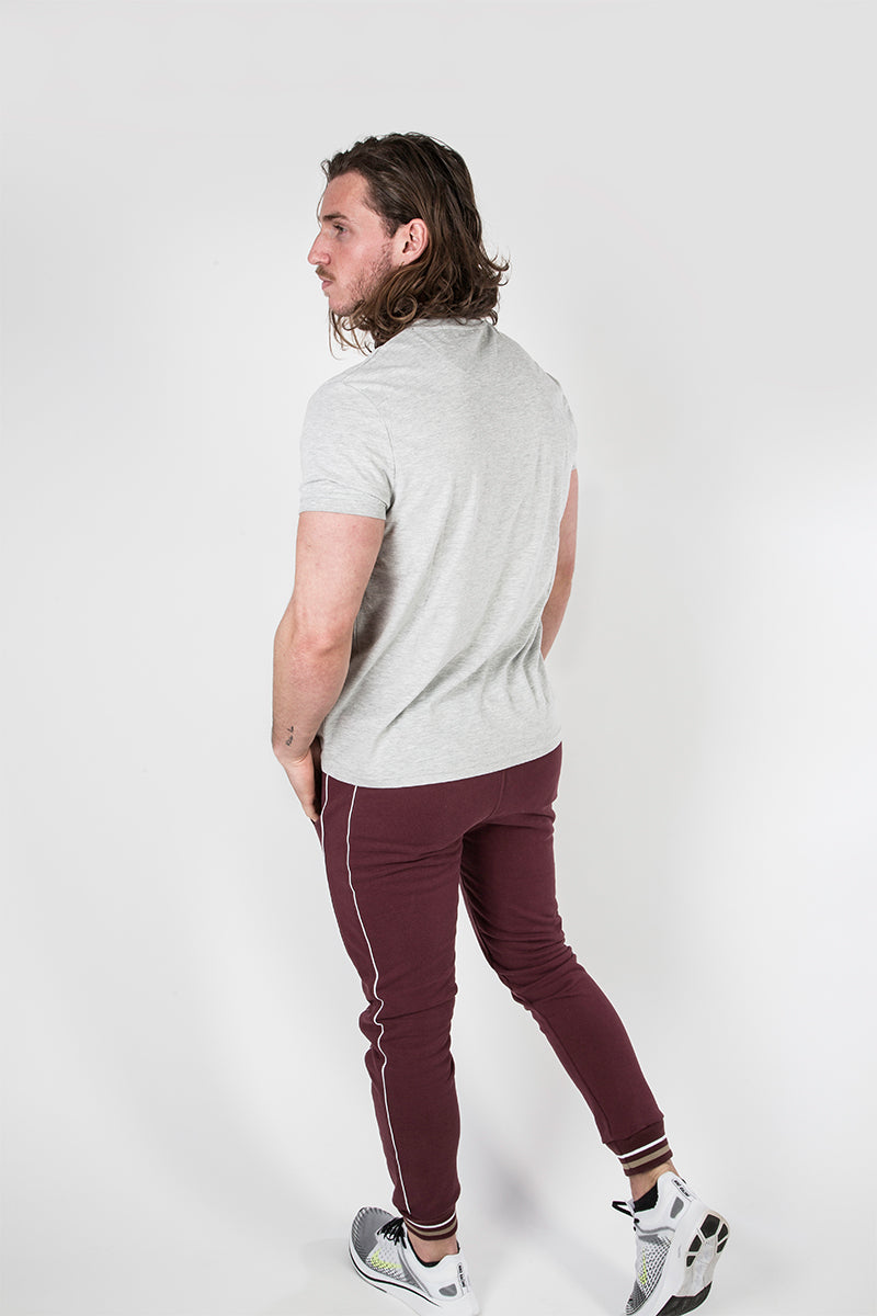 Crew Tee with Spitalfields Signature Print Grey Marl
