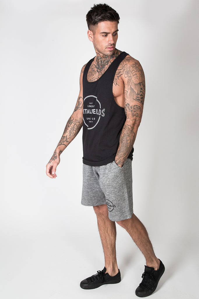 Racer Back Vest with Graphic Print in Black