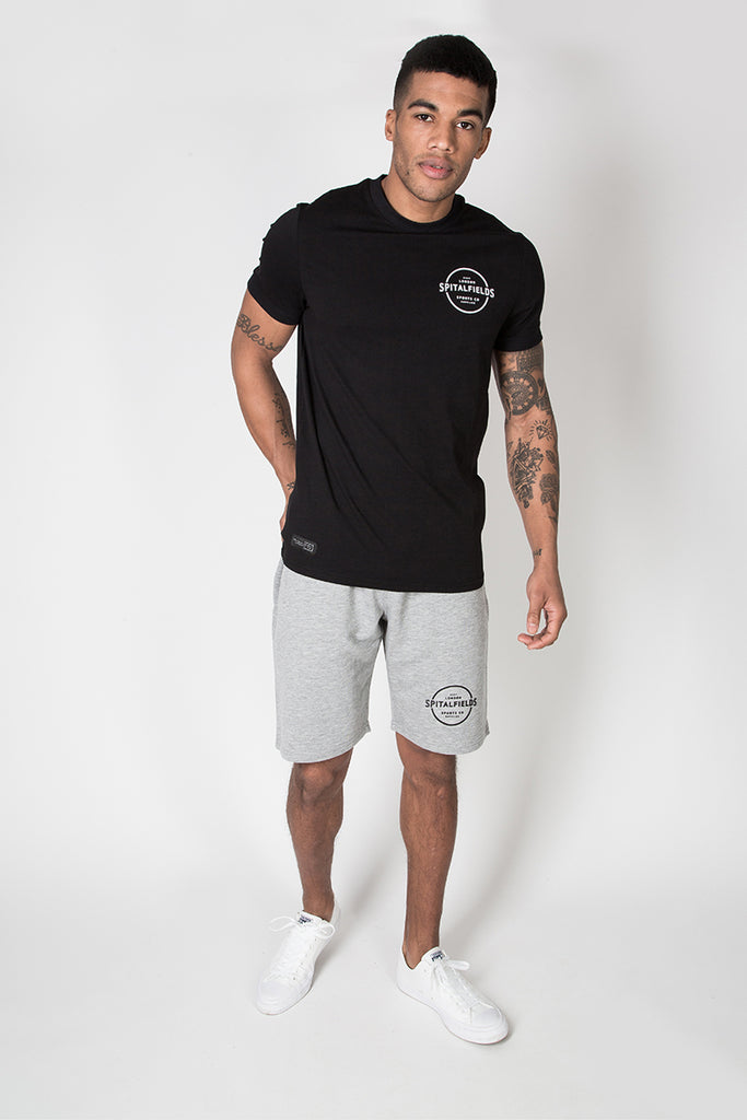 Crew Tee with Small Graphic Print in Black