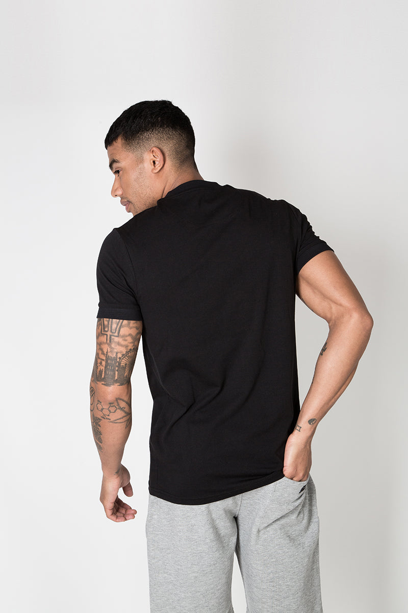 Crew Tee with Small Graphic Print in Black