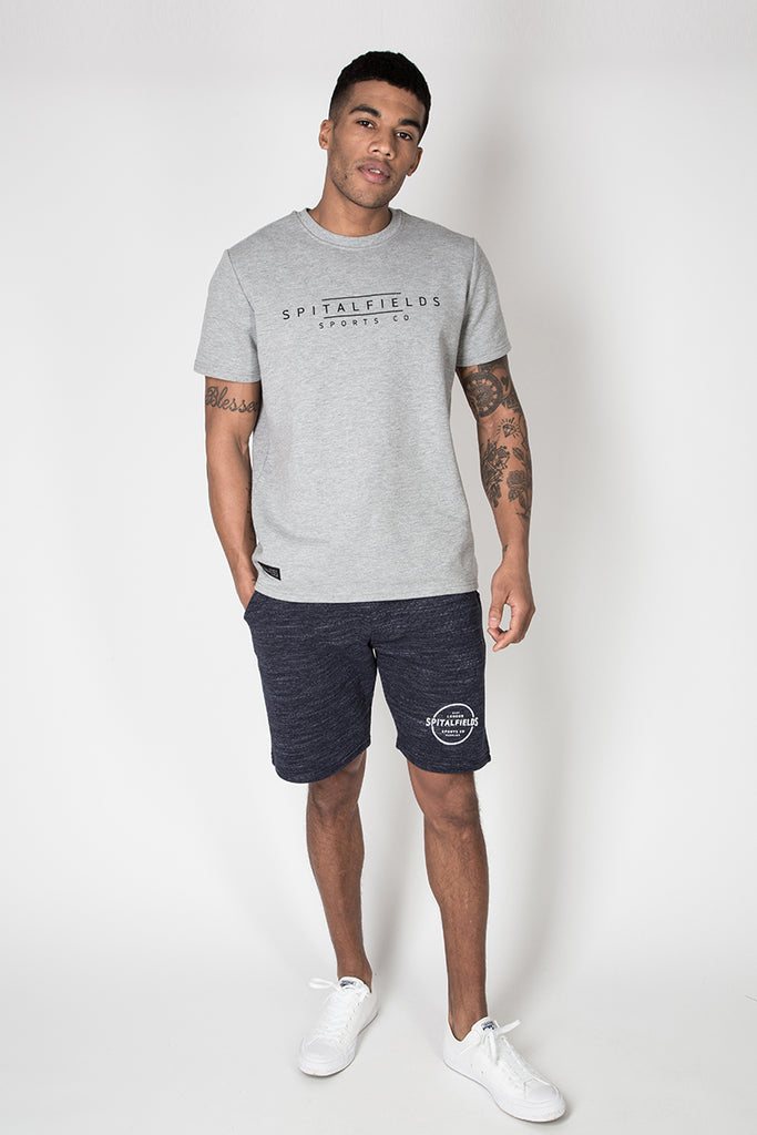 Core Sweat Shorts with Graphic Print in Navy Grindle