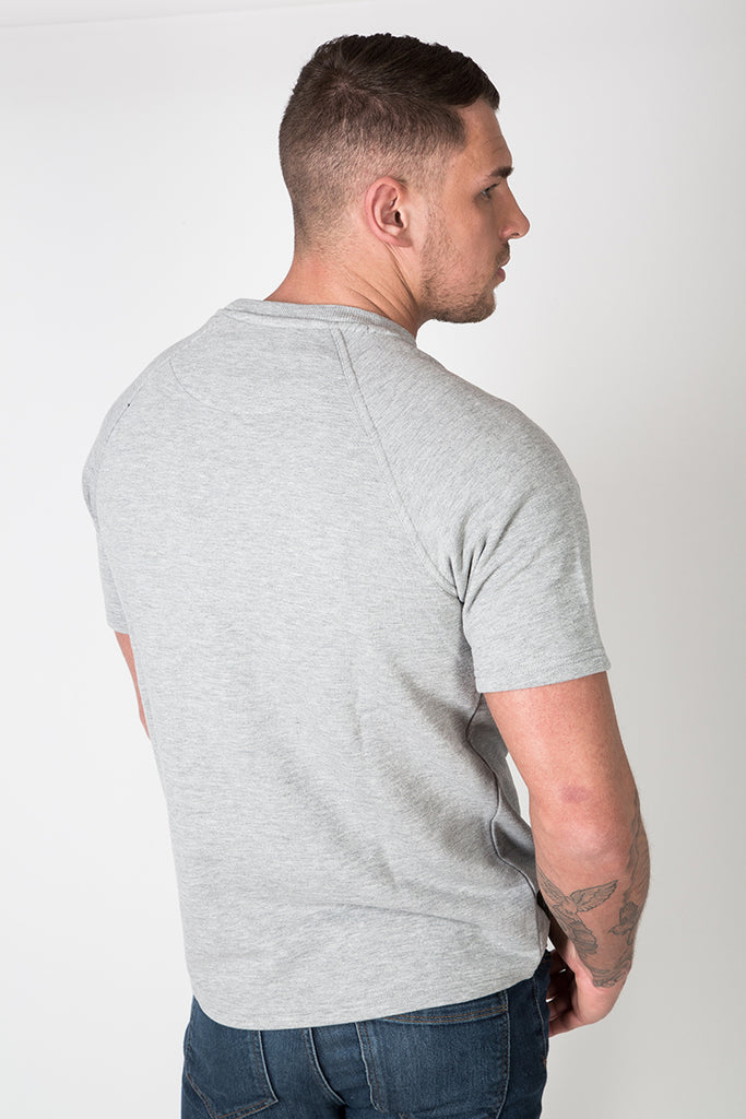 Raglan Sweat Tee with Graphic Print in Grey Marl