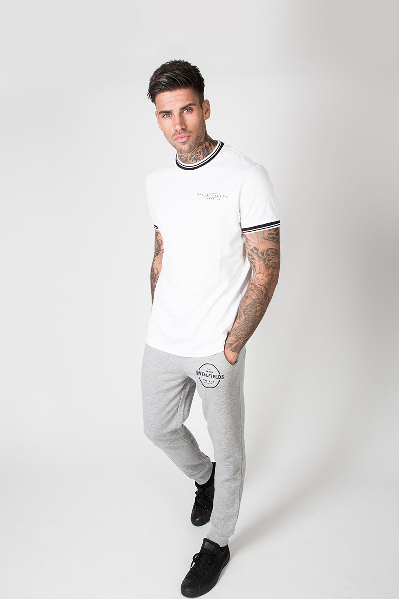 Athletic Fit Panel Jogger with Graphic Print in Grey Marl