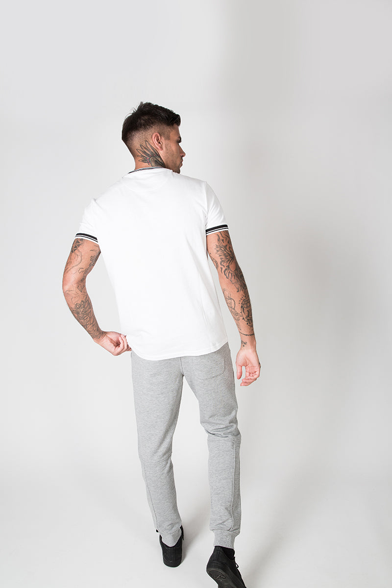 Athletic Fit Panel Jogger with Graphic Print in Grey Marl