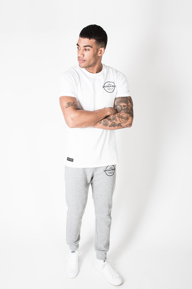 Crew Tee with Small Graphic Print in White