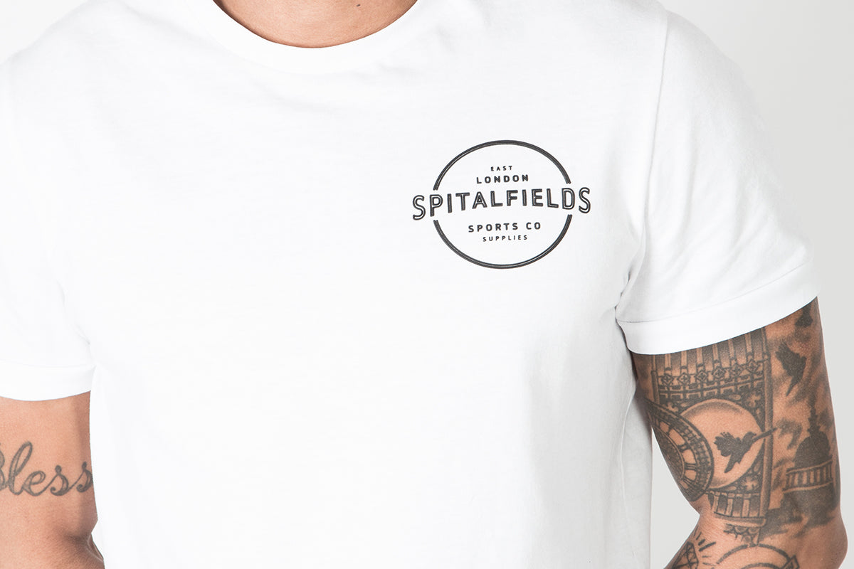 Crew Tee with Small Graphic Print in White