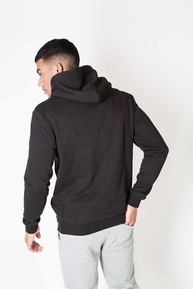 Hoodie with Concealed Pocket & Graphic Print in Black