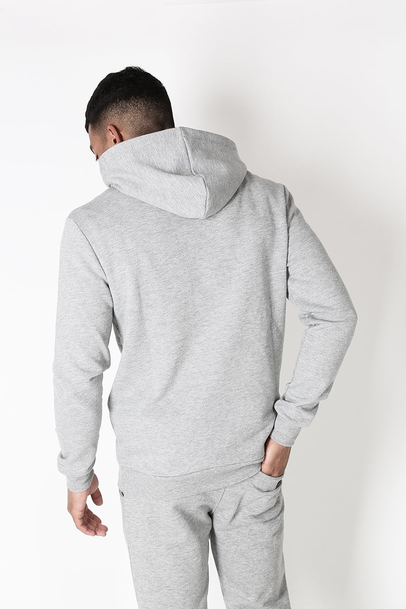 Hoodie with Signature Chest Graphic Print in Grey Marl