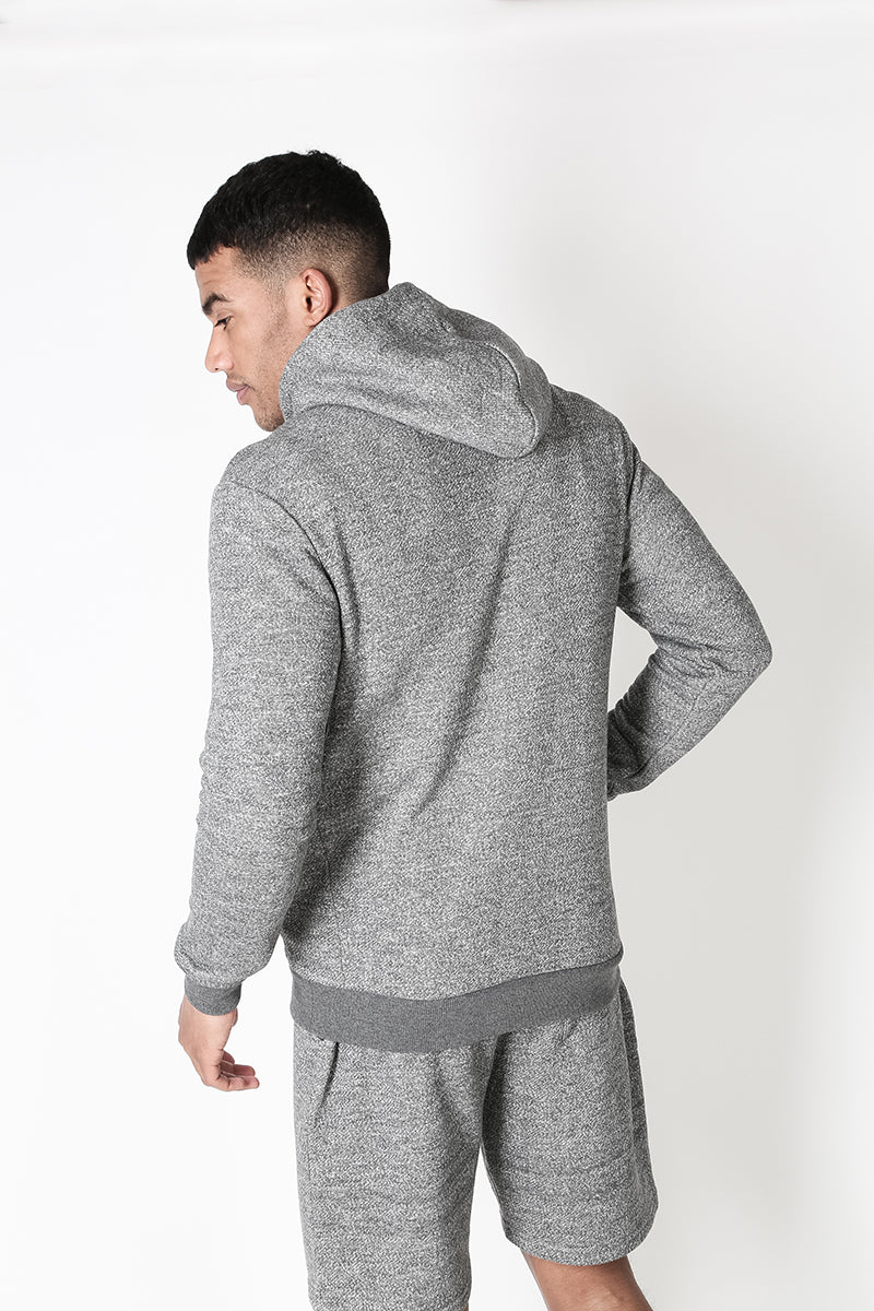 Hoodie with Concealed Pocket & Graphic Print in Grey Grindle