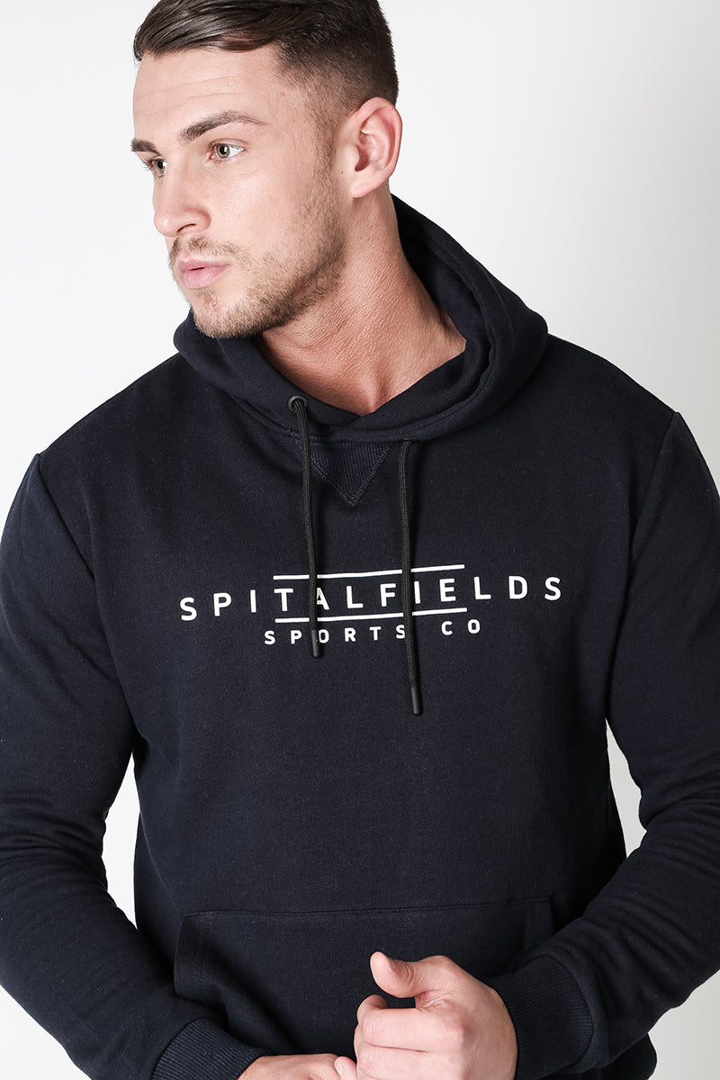 Hoodie with Signature Chest Graphic Print in Navy