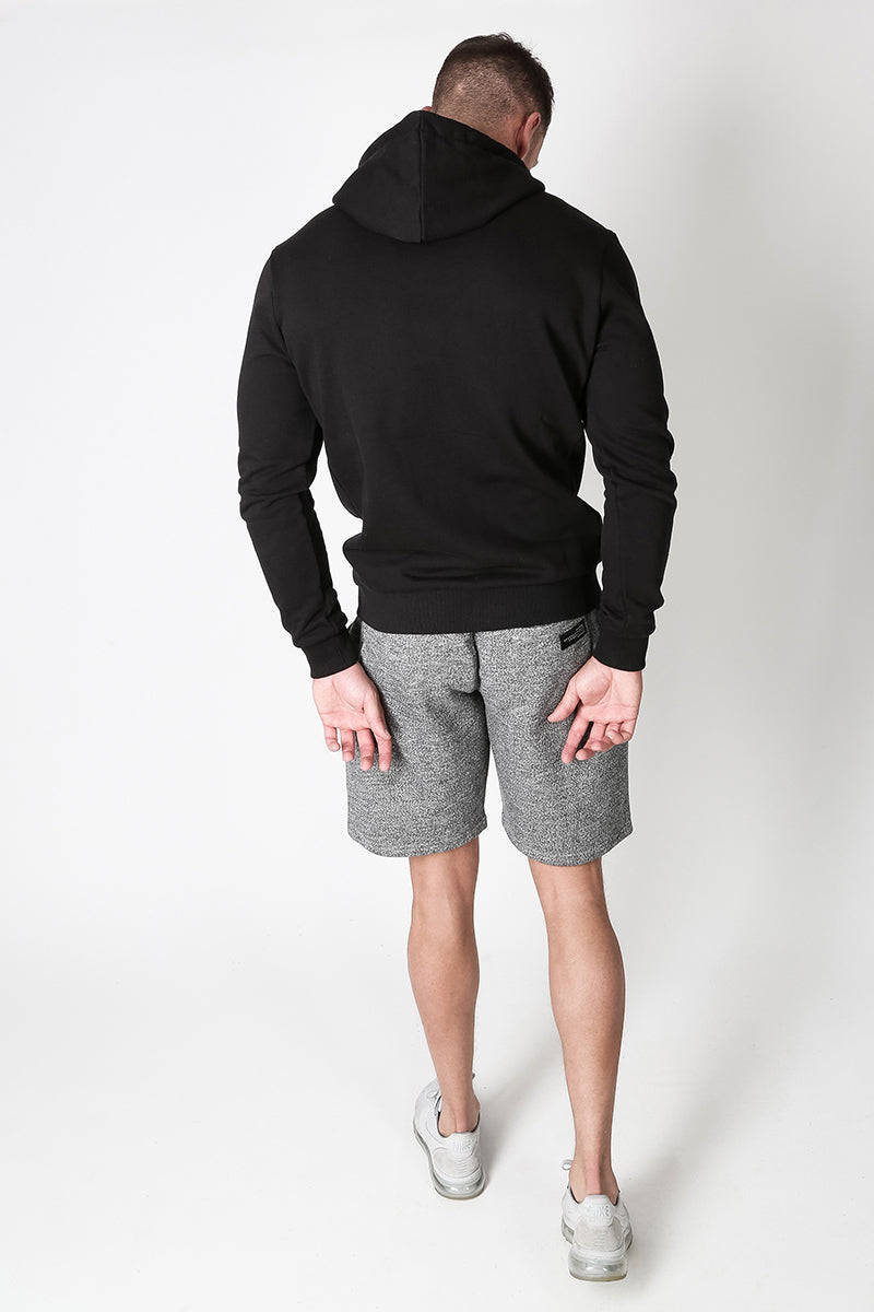 Zip Through Hoodie with Graphic Print in Black