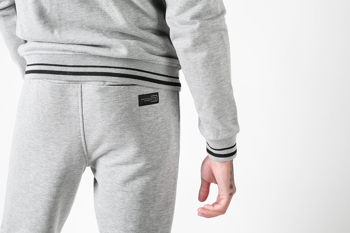 Zip Pocket Jogger with Contrast Tipping in Grey Marl