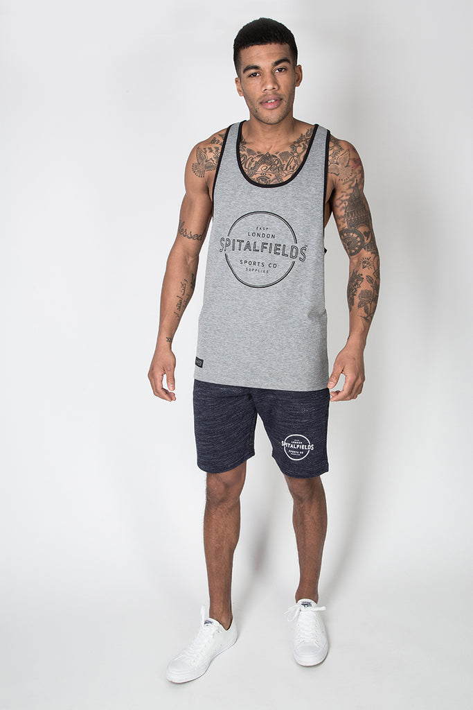 Racer Back Vest with Graphic Print in Grey