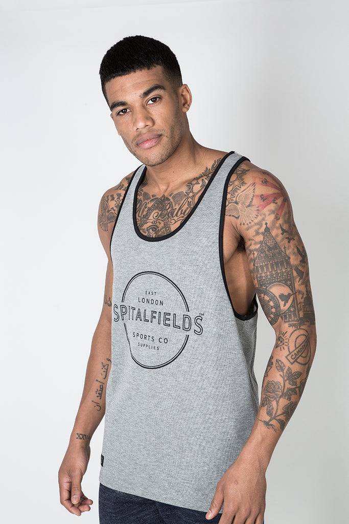 Racer Back Vest with Graphic Print in Grey
