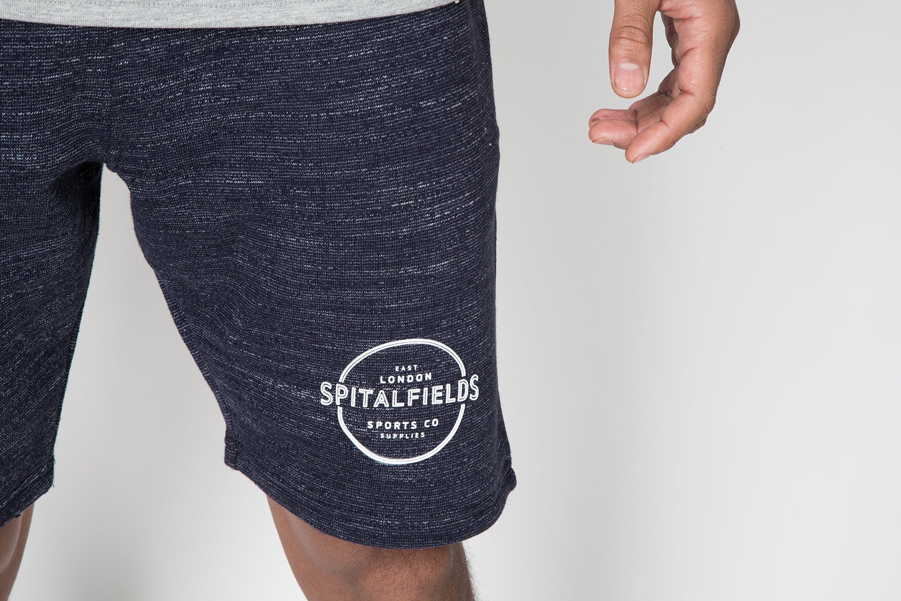 Core Sweat Shorts with Graphic Print in Navy Grindle