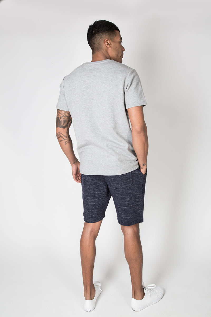 Core Sweat Shorts with Graphic Print in Navy Grindle