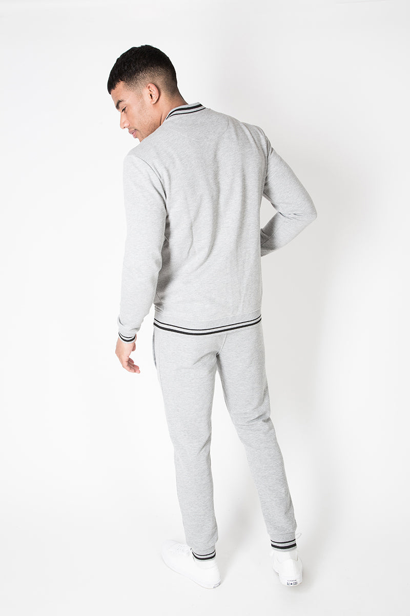 Zip Pocket Jogger with Contrast Tipping in Grey Marl