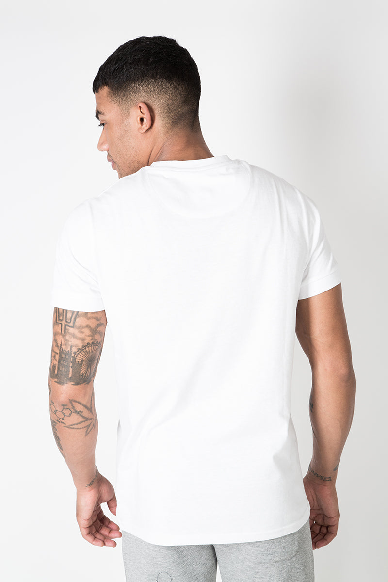 Crew Tee with Small Graphic Print in White