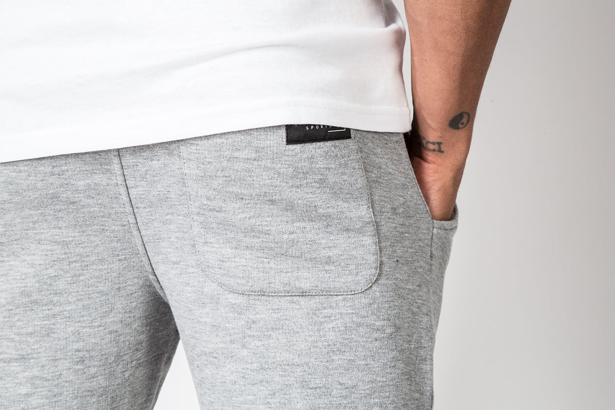 Athletic Fit Panel Jogger with Graphic Print in Grey Marl