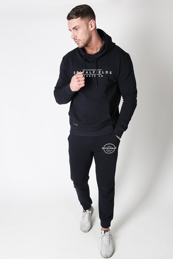 Hoodie with Signature Chest Graphic Print in Navy