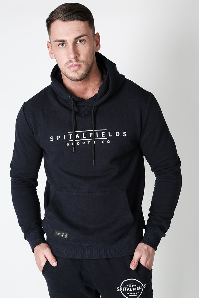Hoodie with Signature Chest Graphic Print in Navy