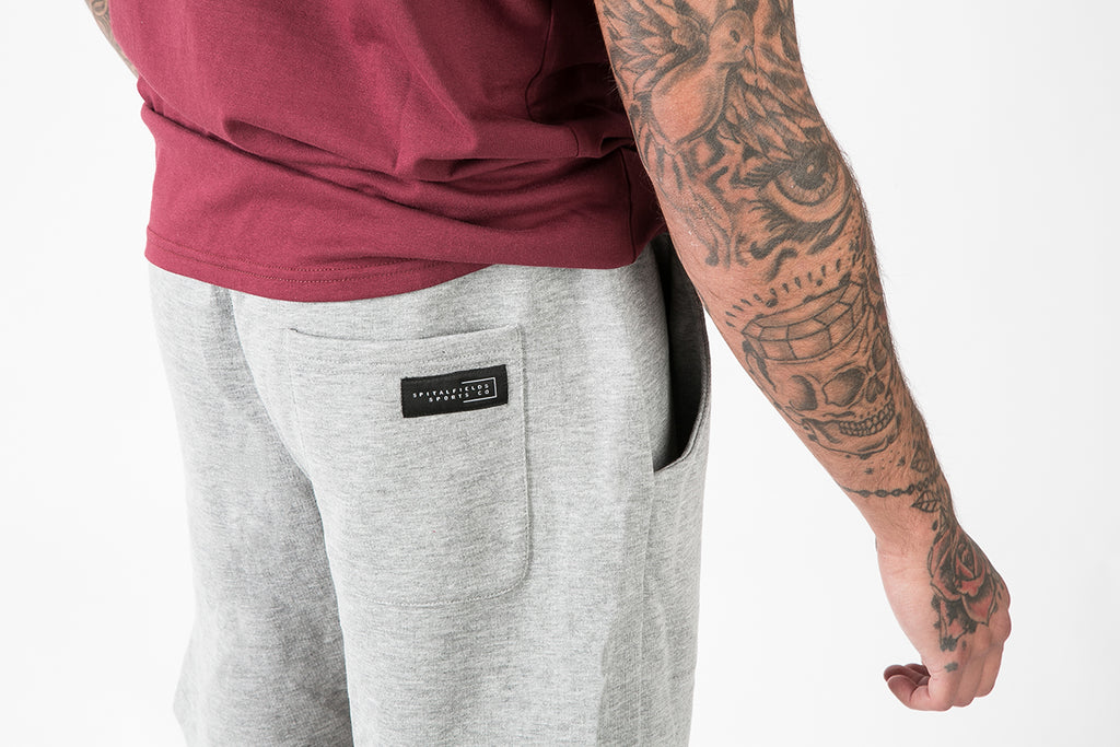 Core Sweat Shorts with Graphic Print in Grey Marl